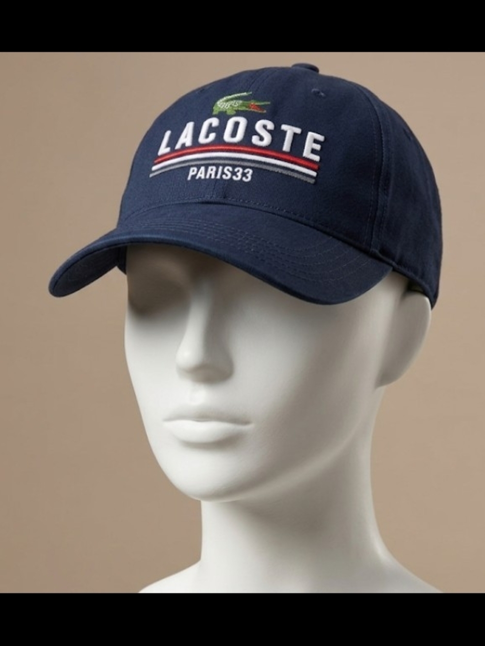 Lacoste Navy Baseball Cap with Embroidered Logo  Adjustable Size Strap - Preppy